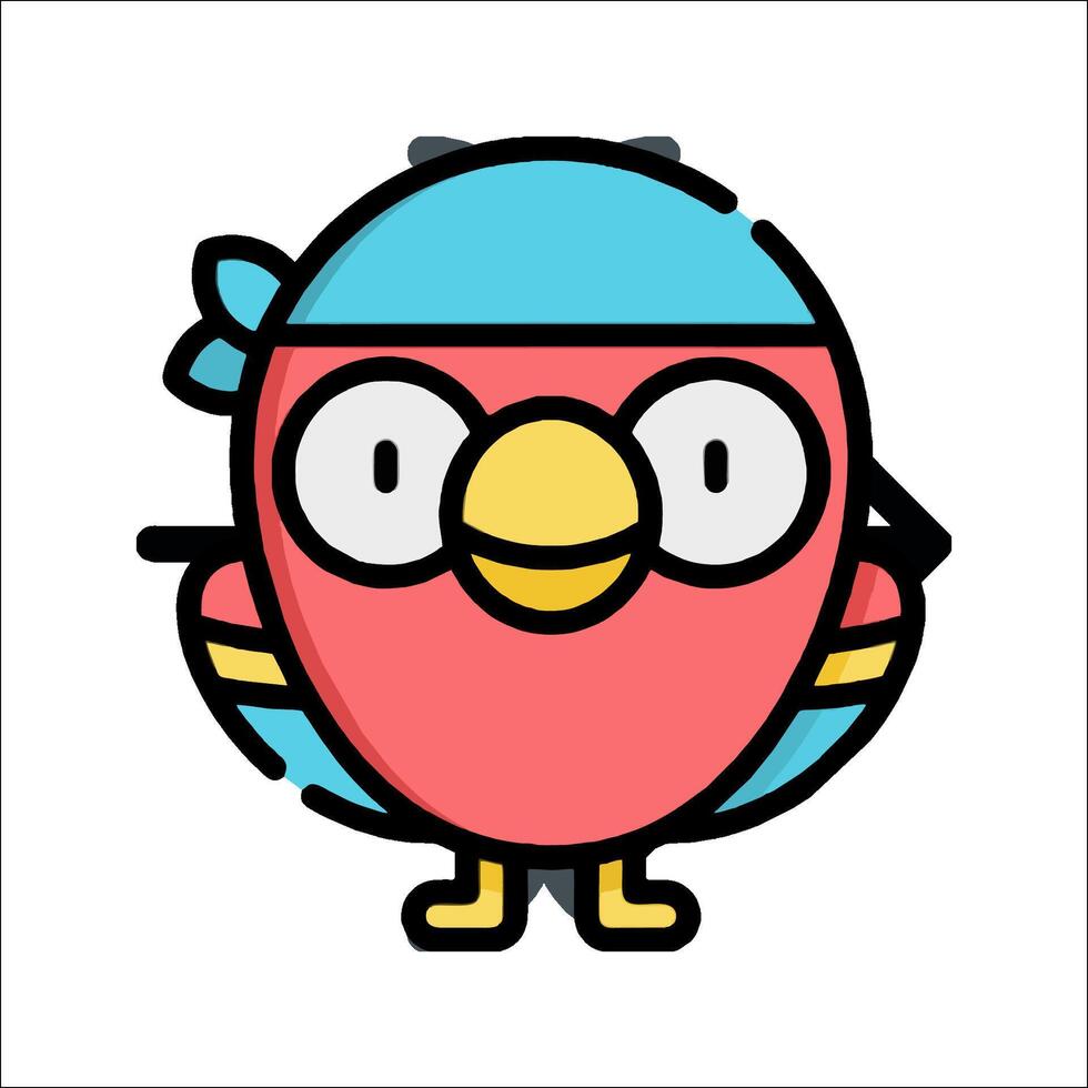 A cartoon bird with a hat and a blue bandana vector