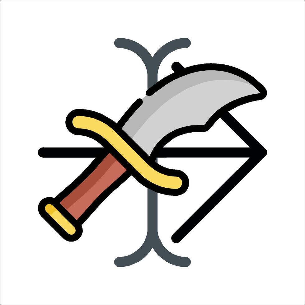 A cartoon knife and arrow icon vector