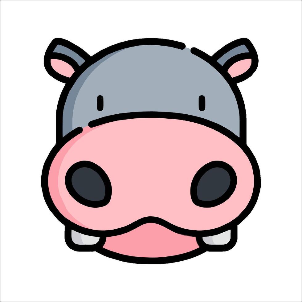 A cartoon hippo head with a big nose vector