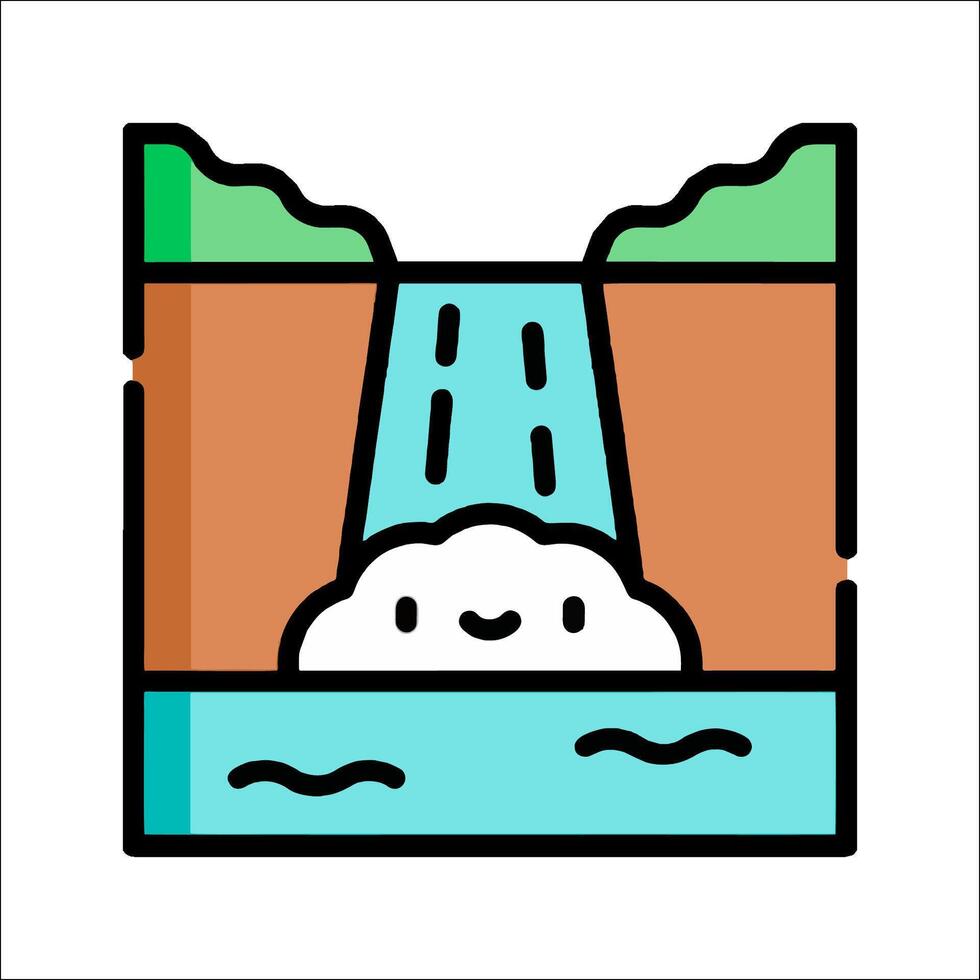 A cartoon cloud and waterfall icon vector