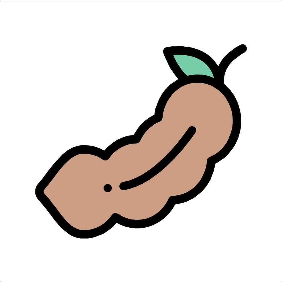 A cartoon fruit with a green leaf on it vector