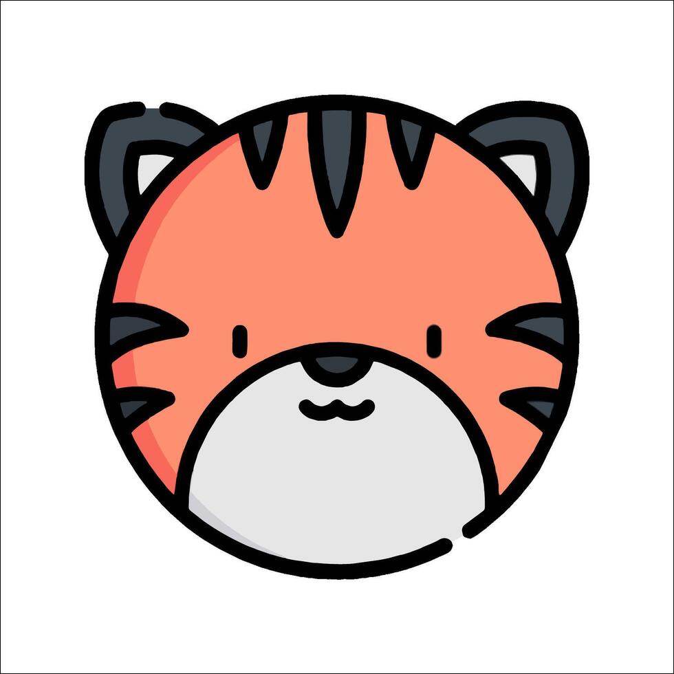 A cartoon tiger face with a black nose and black eyes vector