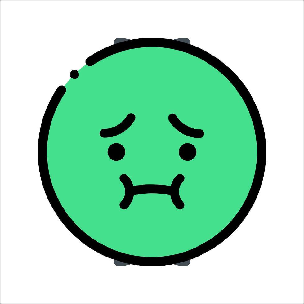 A green circle with a sad face on it vector