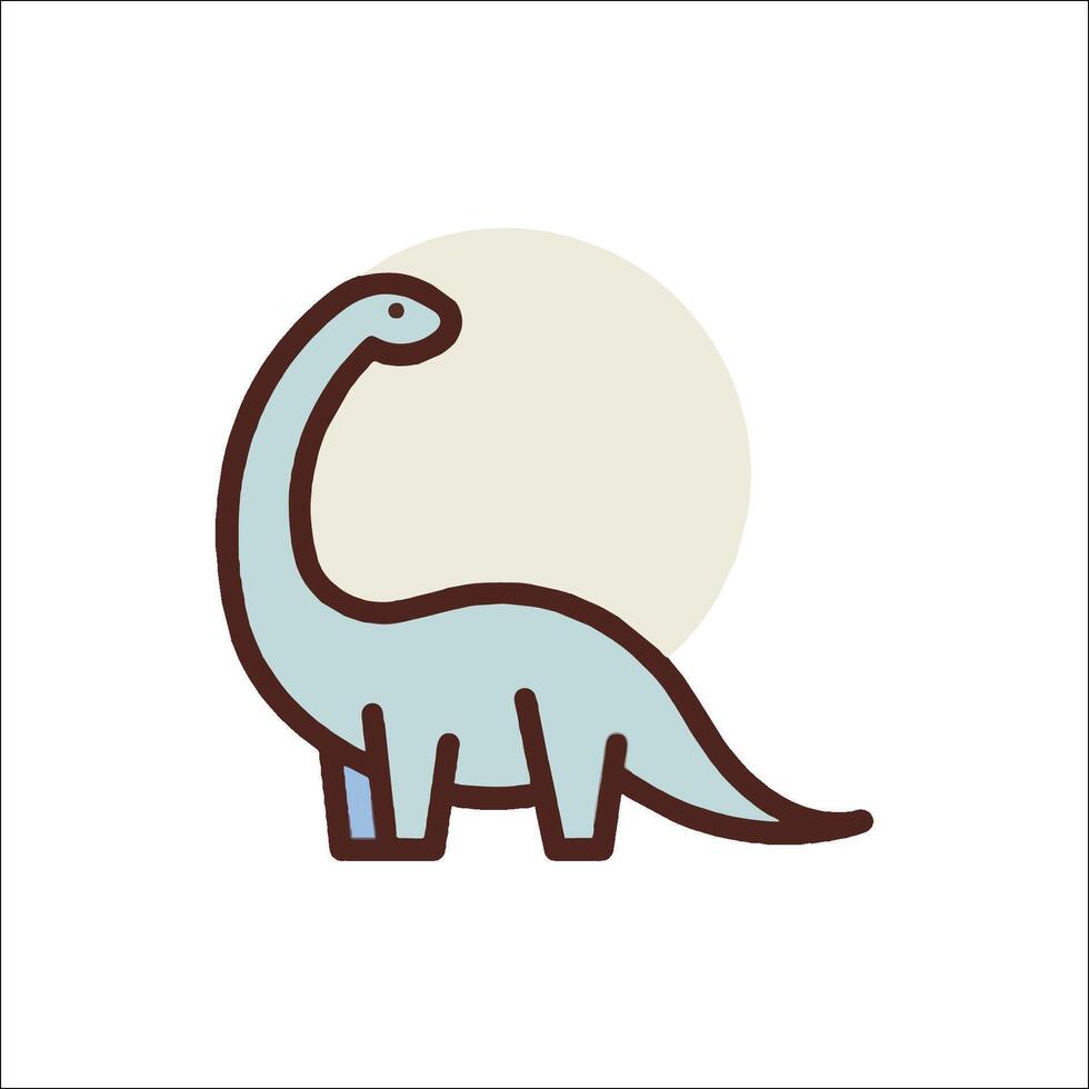 A dinosaur icon with a long neck and a long tail vector