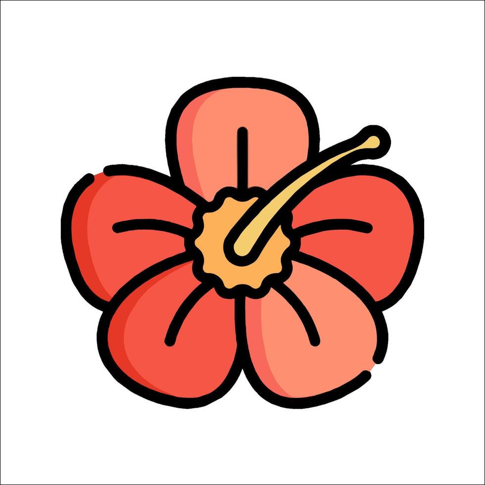 A red flower with a yellow center on a white background vector