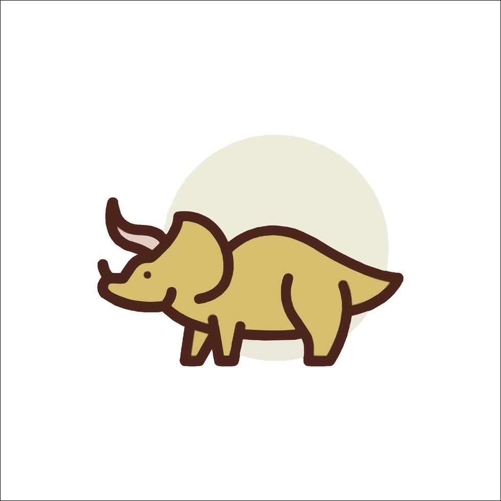A cartoon dinosaur with horns and a long tail vector