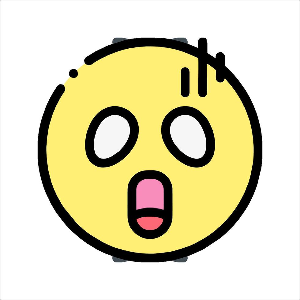 A cartoon face with a mouth open and a tongue out vector