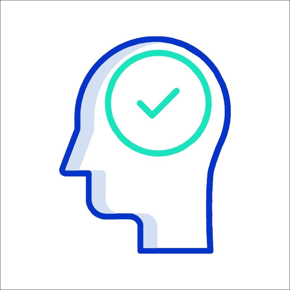A person's head with a tick mark on it vector