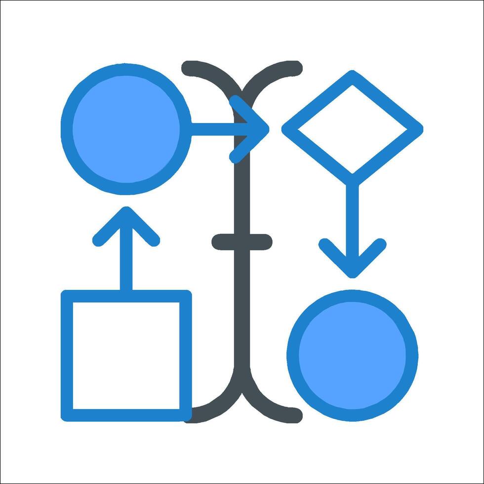 A blue icon with arrows pointing to different directions vector