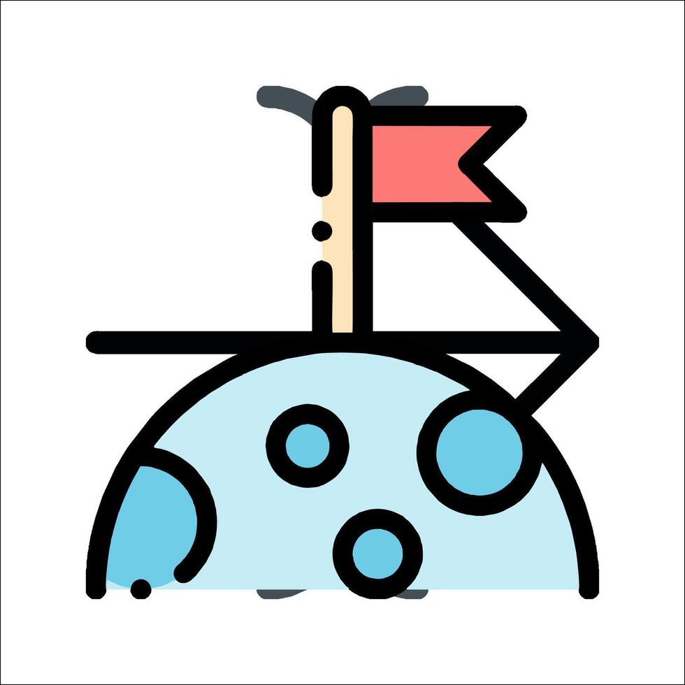 A cartoon of a flag on top of a planet vector