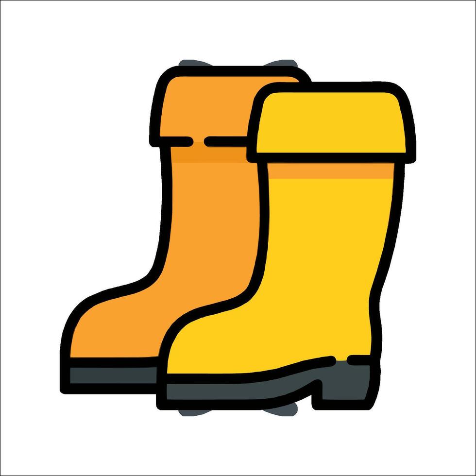 A pair of yellow rubber boots on a white background vector