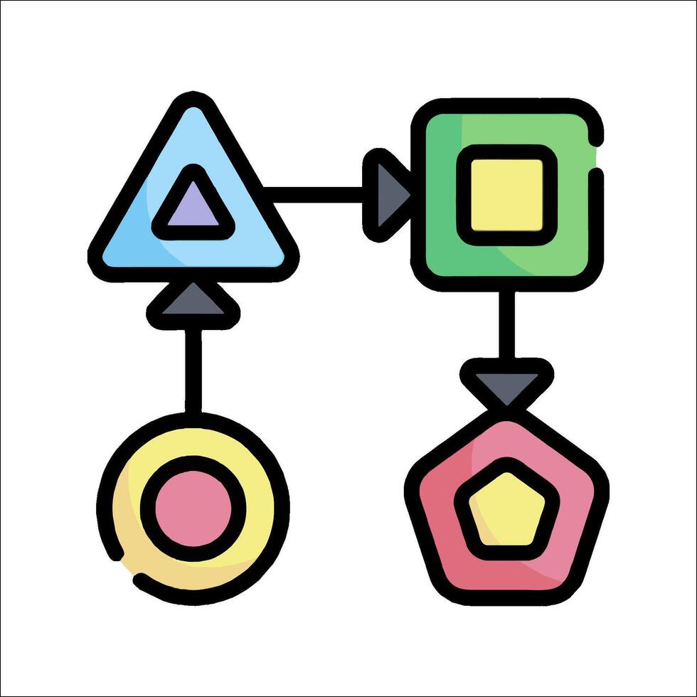 A line drawing of a triangle, square and circle vector