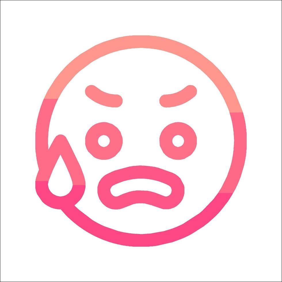 A sad emoticor with tears on it vector
