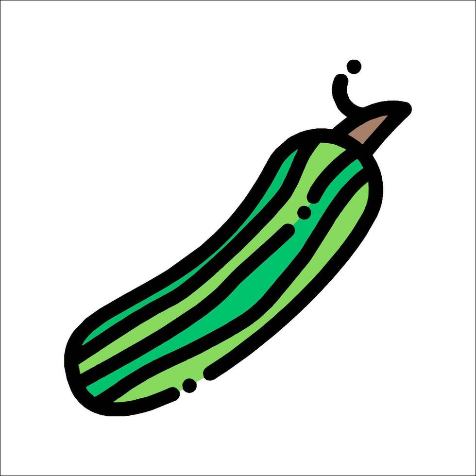 A cucumber is shown in a line drawing vector