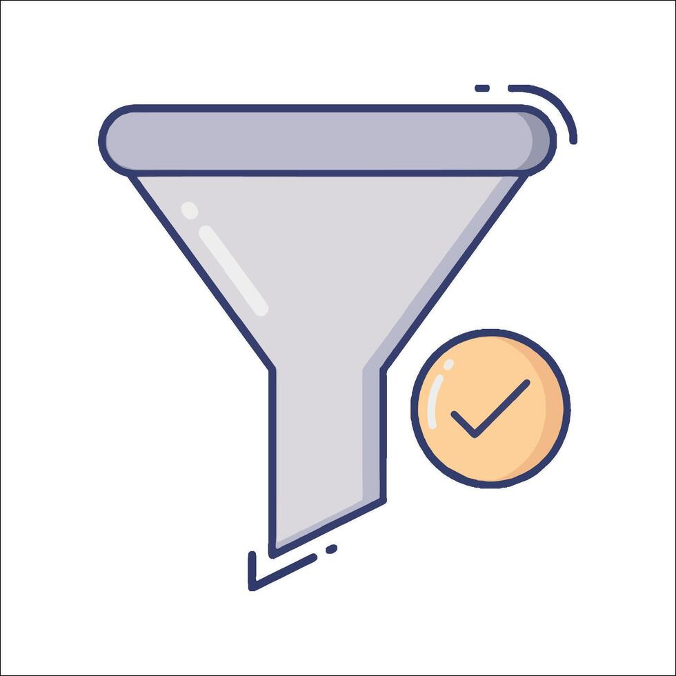 A funnel with a check mark and a check mark icon vector
