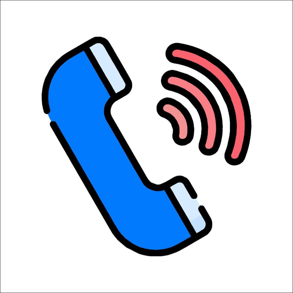 A phone icon with a red and blue line vector
