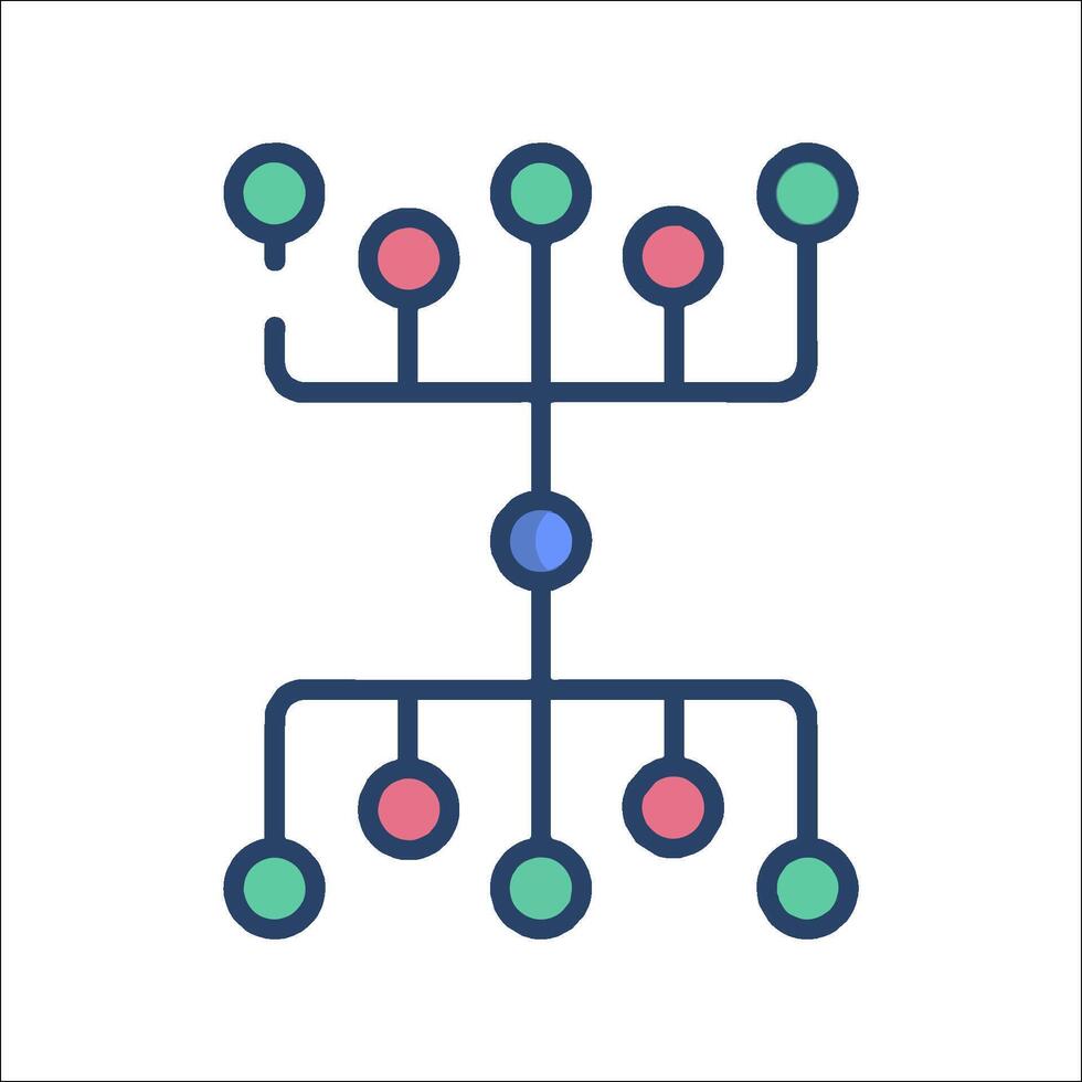 A network diagram icon with four circles vector
