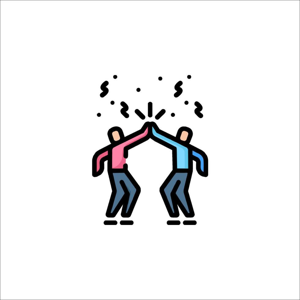 Two people are shaking hands with money falling from the sky vector
