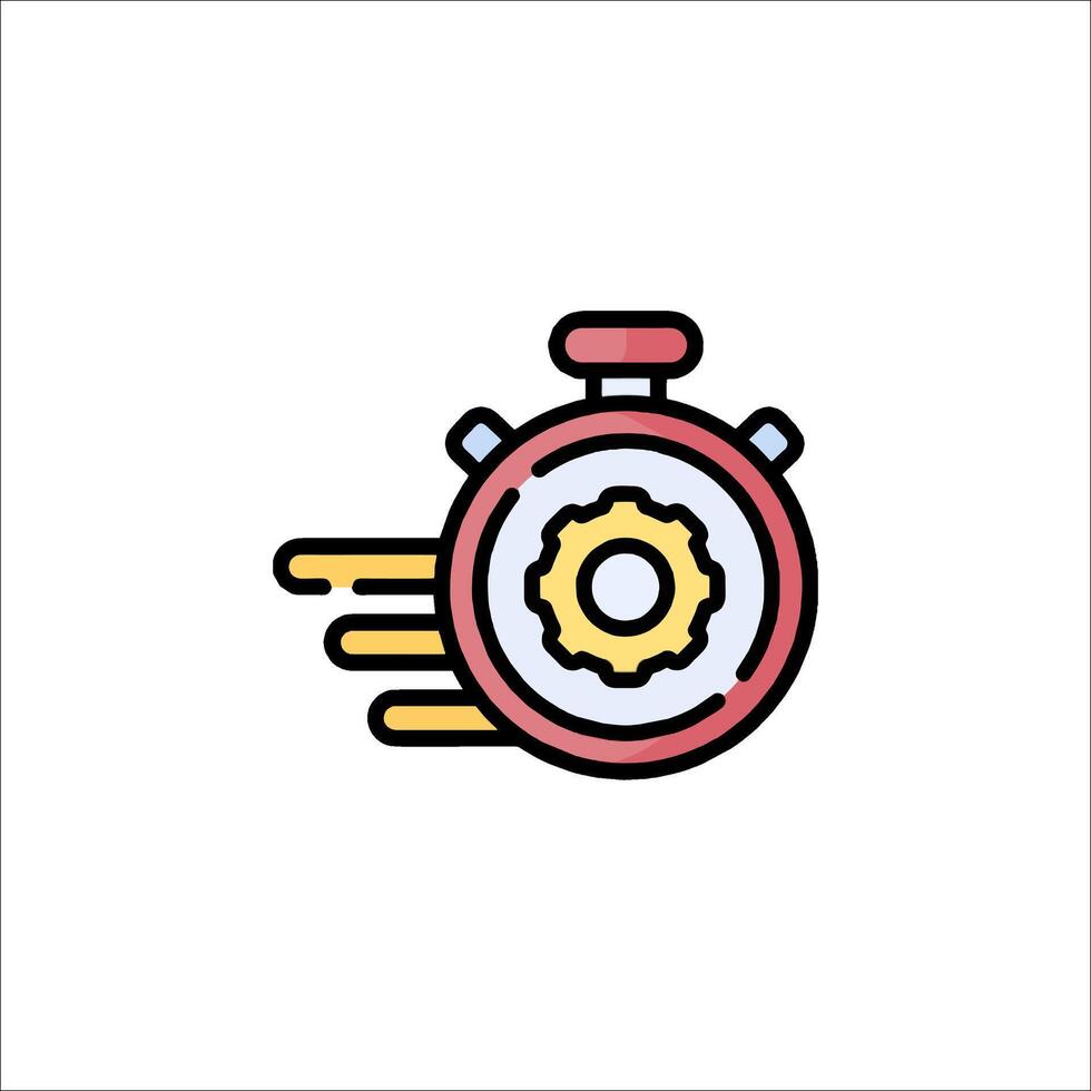 A stopwatch icon with a gear wheel vector