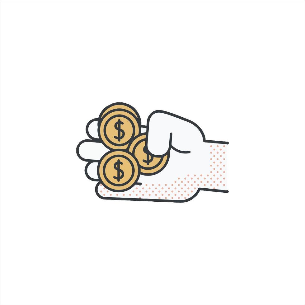 A hand holding a stack of money icons vector