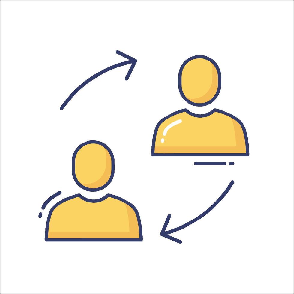 Two people are connected by a circle icon vector