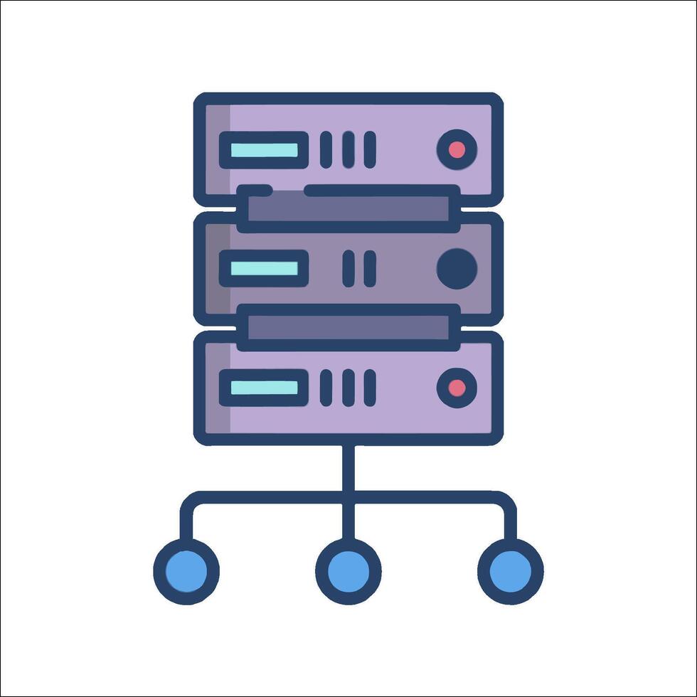 Server rack with two servers on top vector