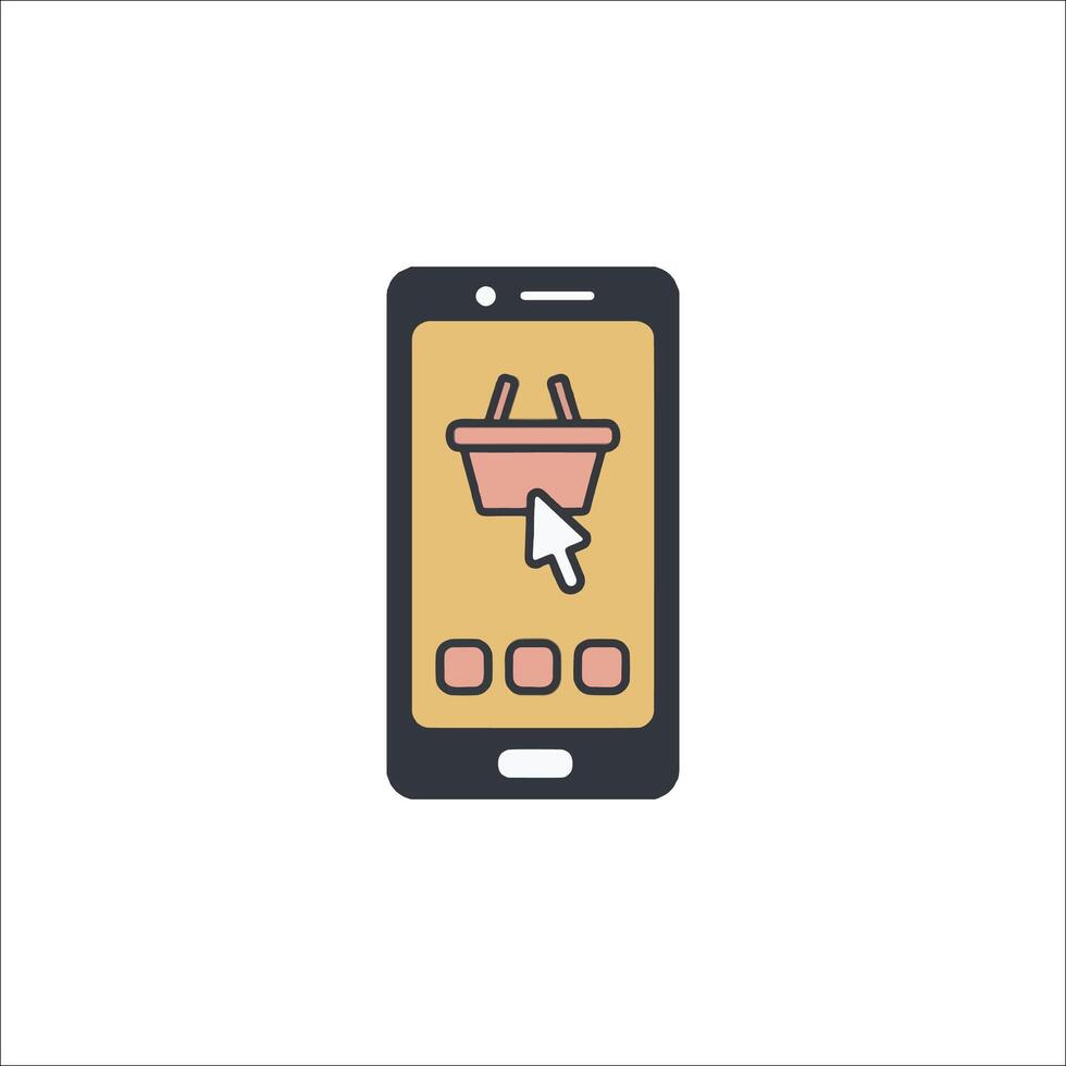 A smartphone with a shopping basket icon on it vector
