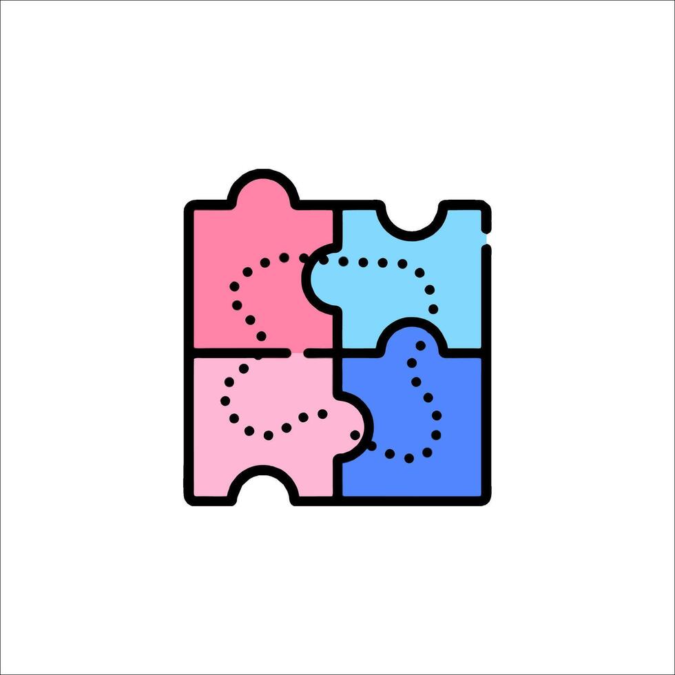 A puzzle piece with two pieces of pink and blue vector
