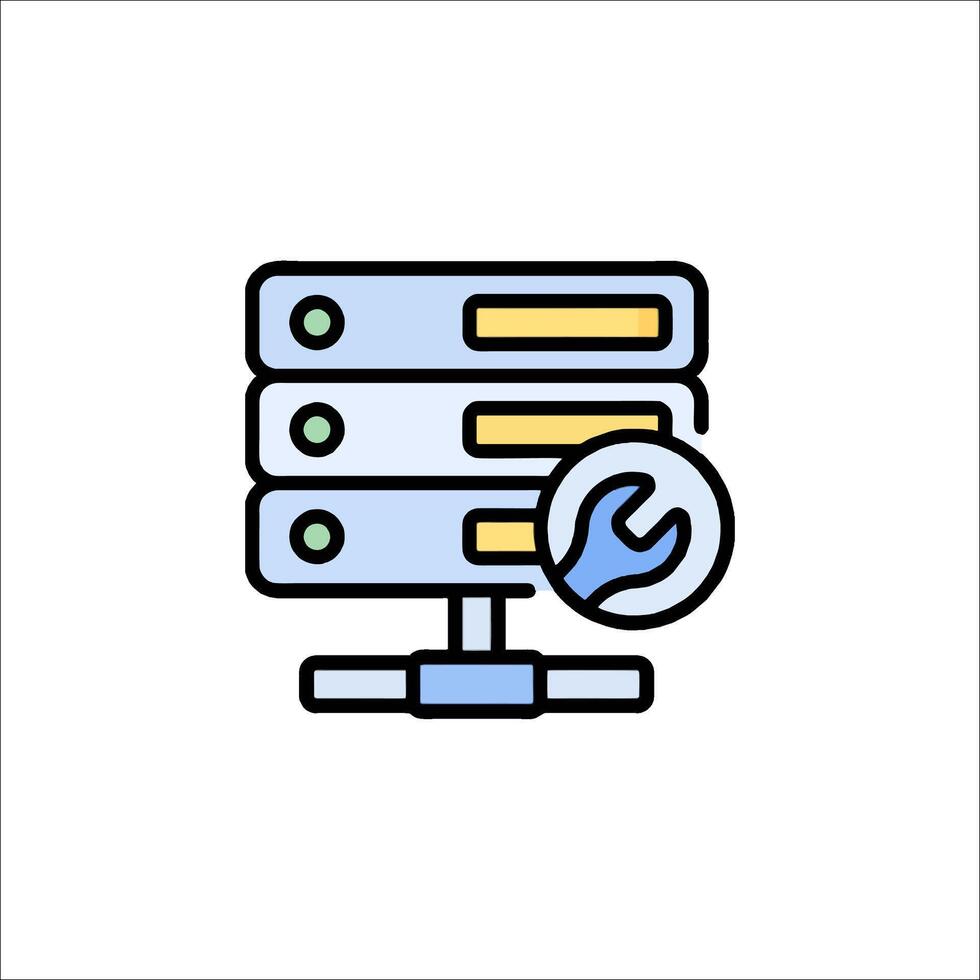 Server icon with wrenet and a server vector
