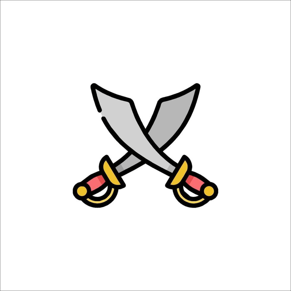 Two crossed swords icon vector