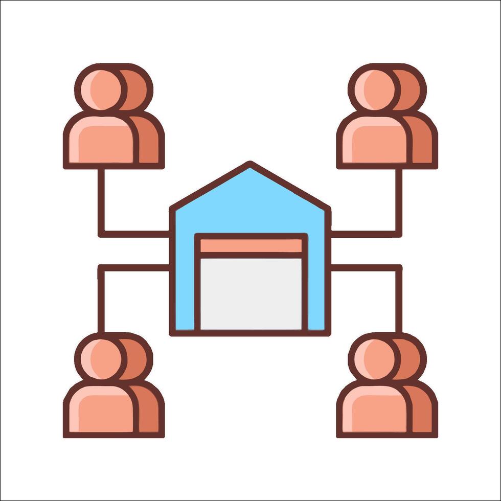 A group of people are connected to a house vector
