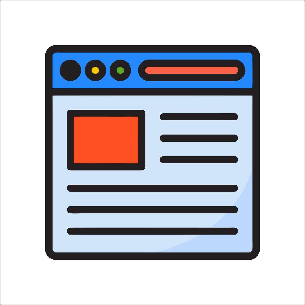 A web page icon with a red button vector