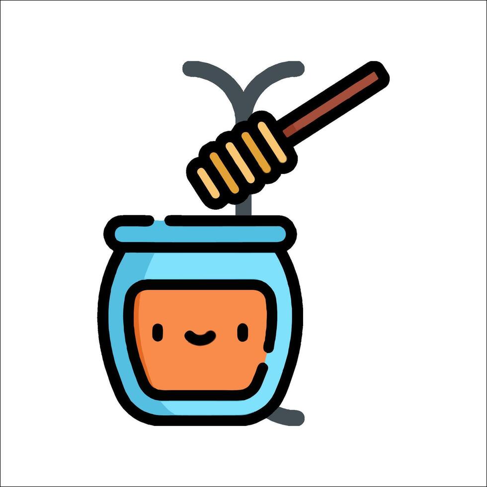 Honey jar icon with a stick and a spoon vector