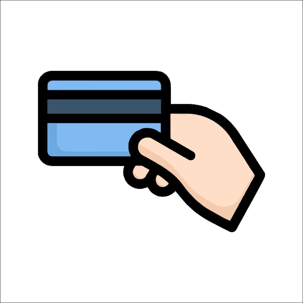 Hand holding a credit card icon illustration vector