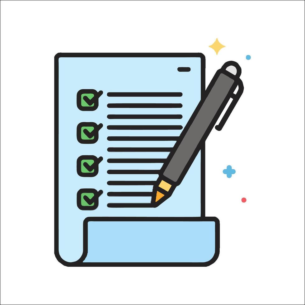 Checklist icon with pen and checkbox illustration vector