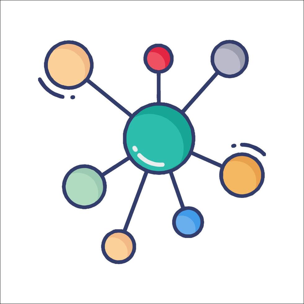 A network icon with different colored circles vector