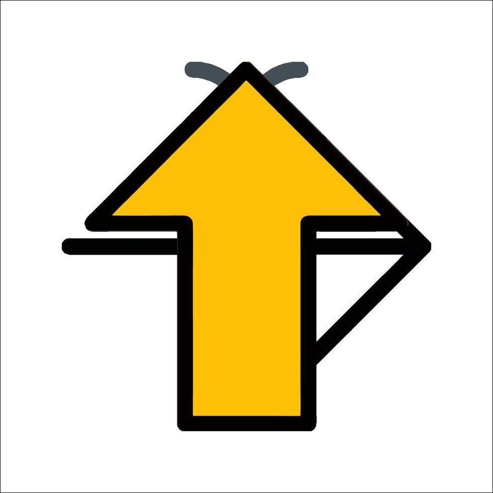 A yellow arrow pointing up with a black arrow pointing down vector