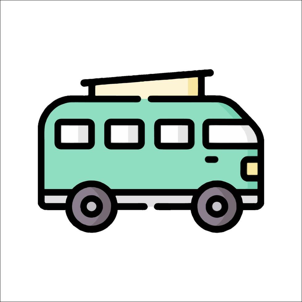 A green van with a roof on top vector