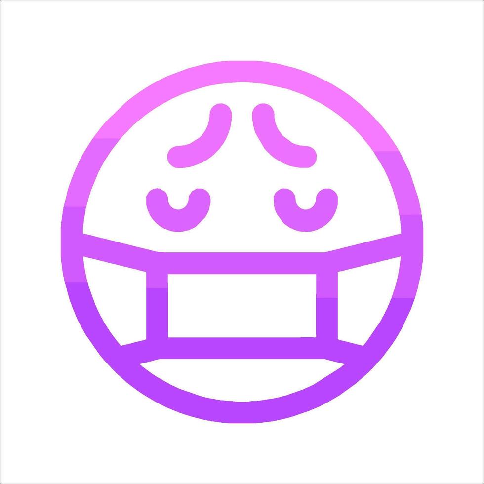 A purple and pink icon of a face with a mask vector