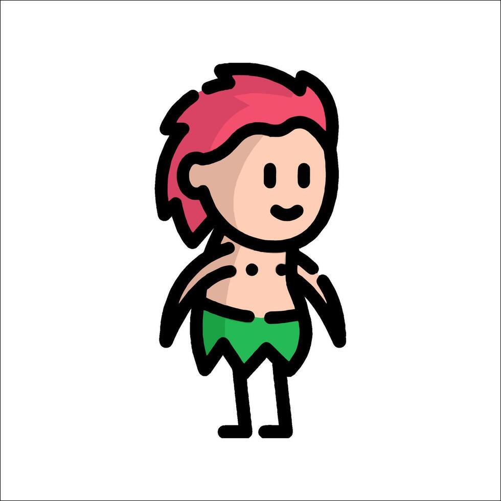 A cartoon man with red hair and green shorts vector