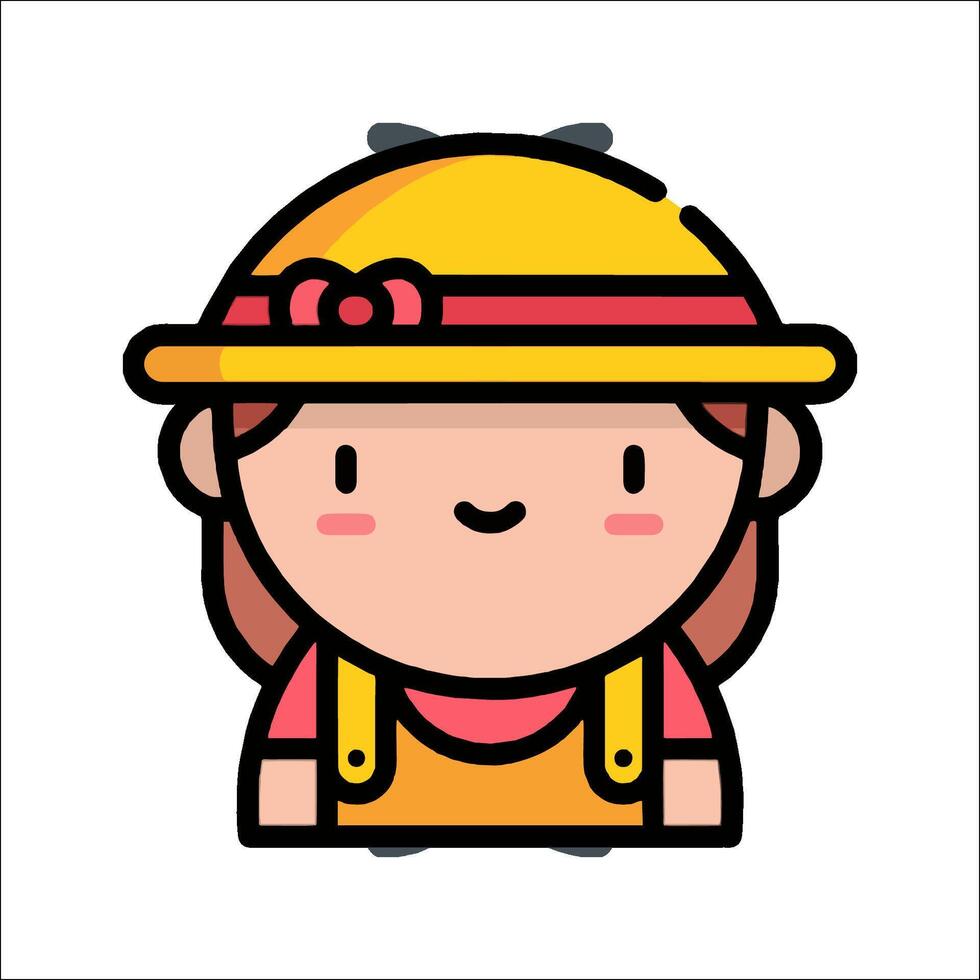 A cartoon girl wearing a hat and overalls vector
