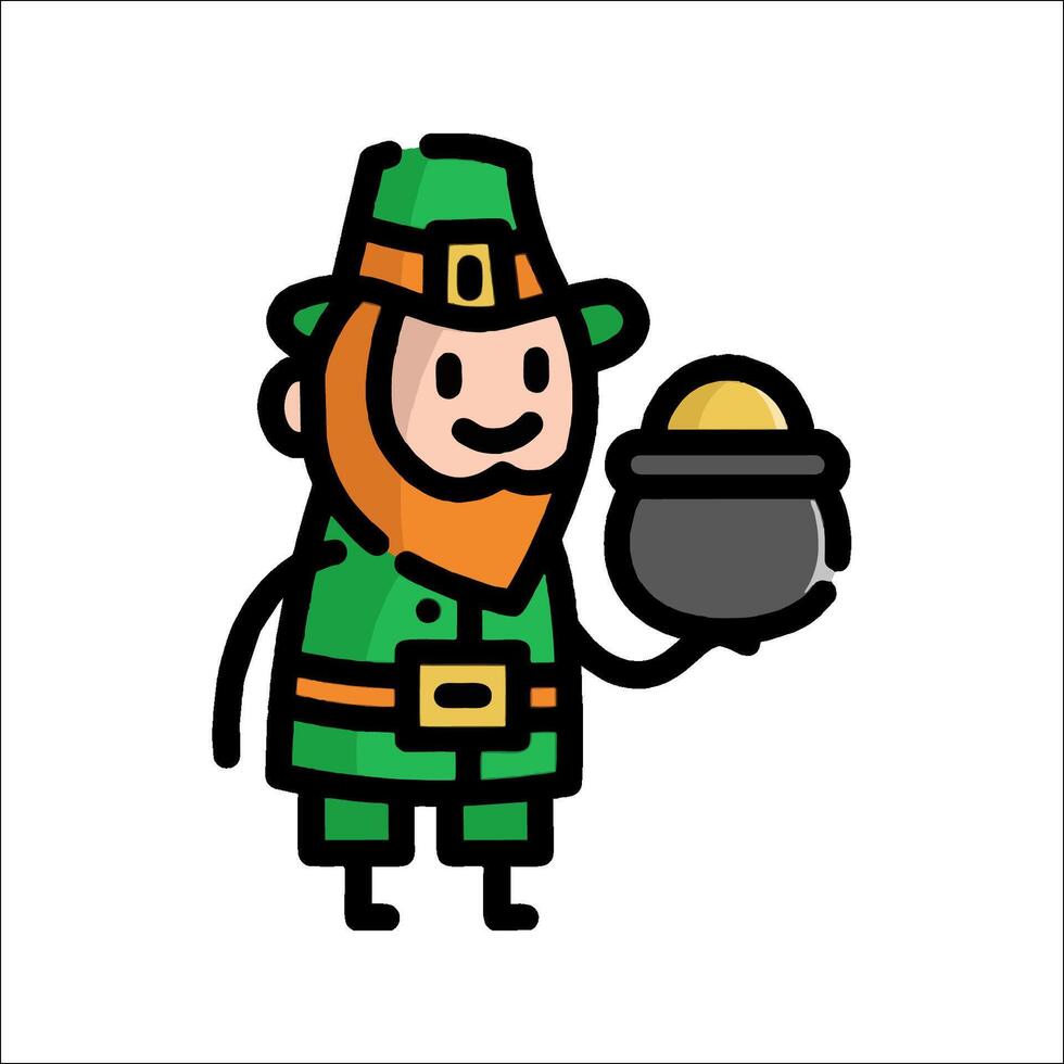 A cartoon leprechaun holding a pot of gold vector