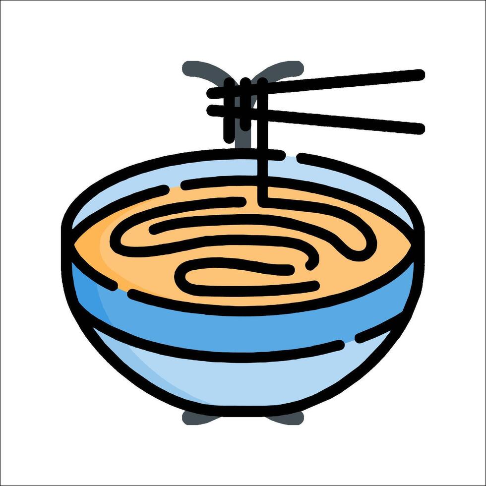 A bowl of noodles with chopsticks in it vector