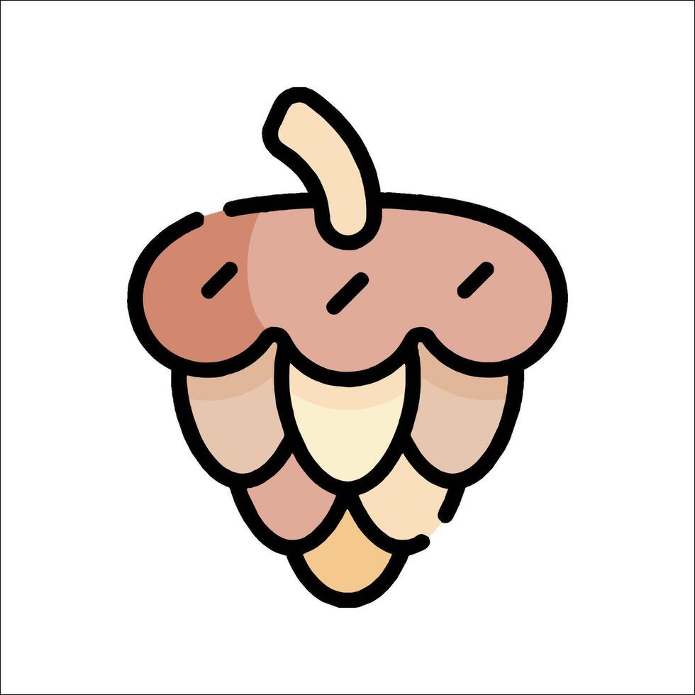 A cartoon fruit with a stem and leaves vector