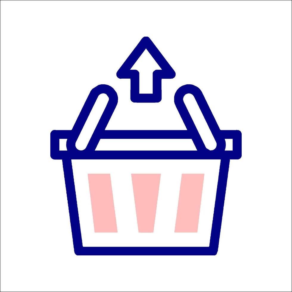 A shopping basket with an arrow pointing up vector