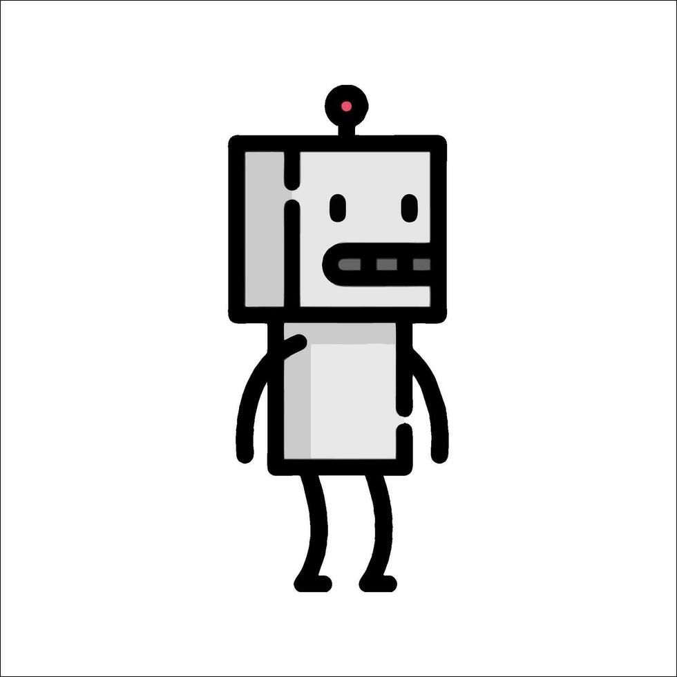 A robot is standing in front of a white background vector