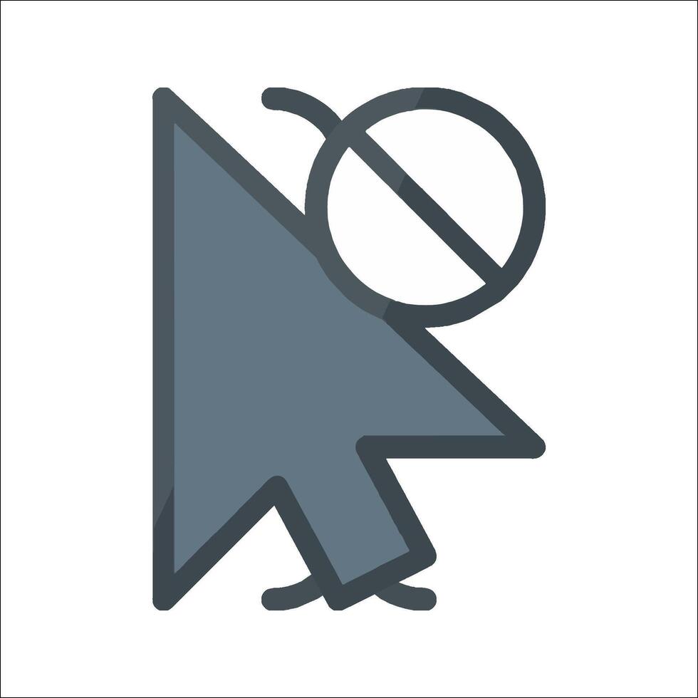 A mouse cursor pointing at a no go sign vector