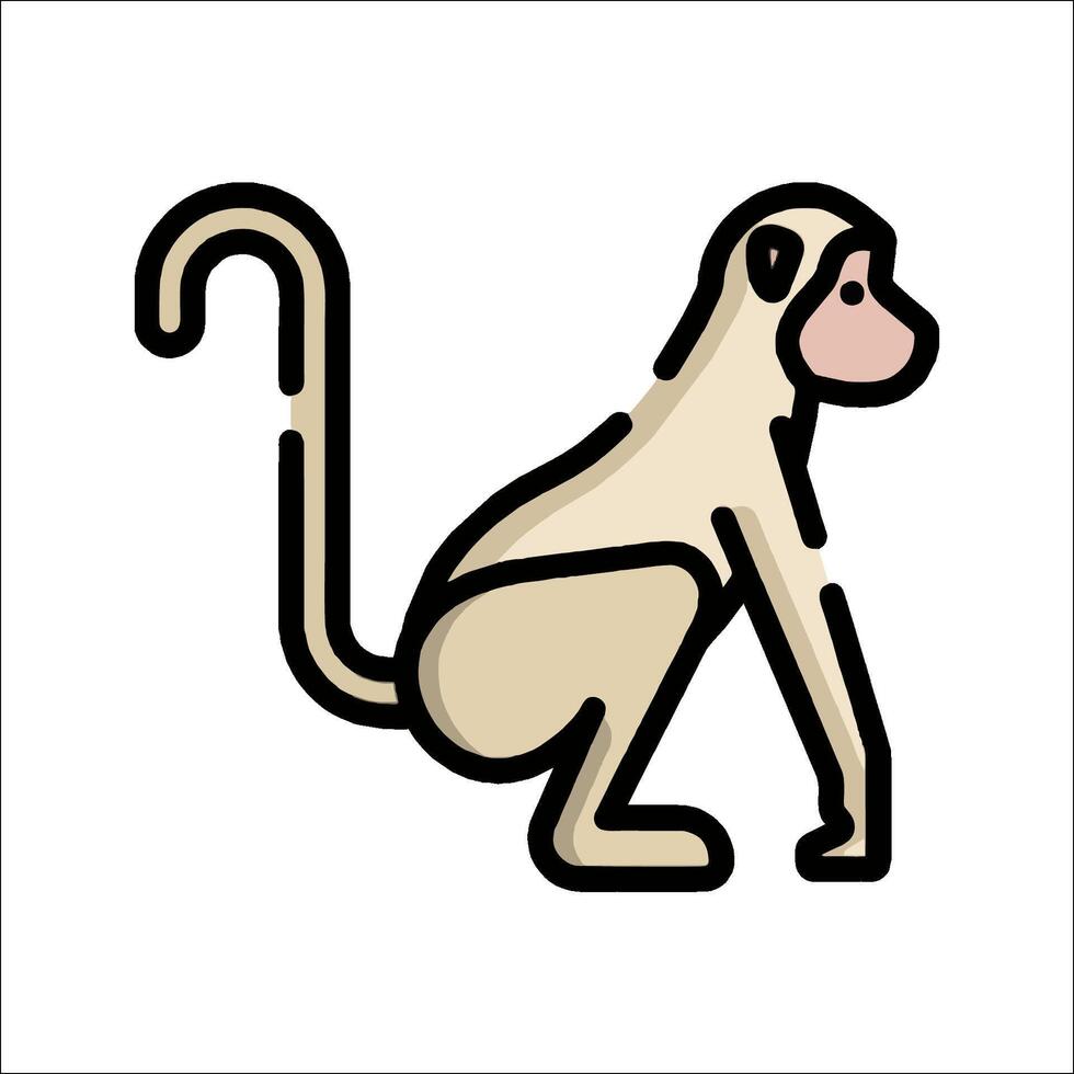 A monkey is standing on its hind legs and looking down vector
