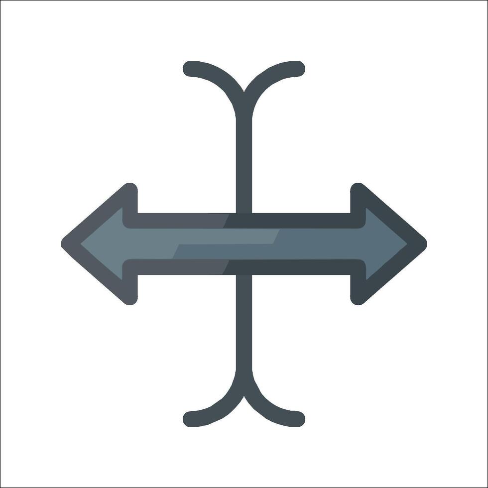 A flat icon of two arrows pointing in opposite directions vector