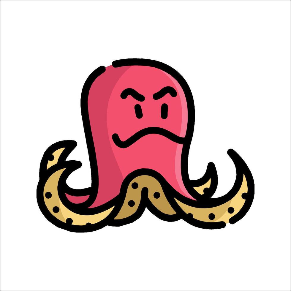 An octopus with a sad face on a white background vector